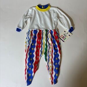 Vintage 90s Infant 6M Circo Footed‎ Romper Sleeper Primary Color Patterned NEW